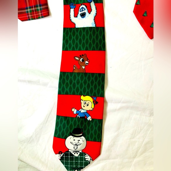 VINTAGE Rudolf Festive Holiday Pattern Tie UNISEX - Picture 3 of 8